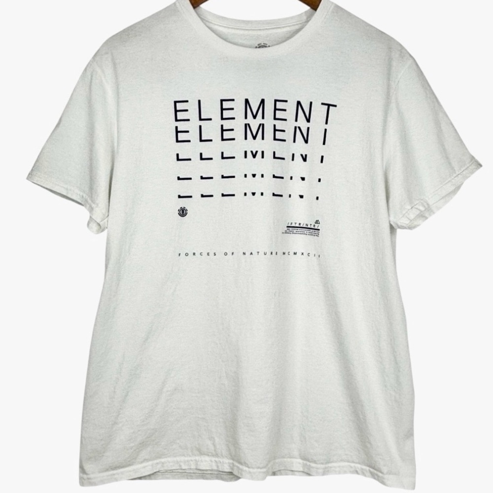Element White & Black Lettering Short Sleeve Regular Fit Crew Neck Tee Shirt L